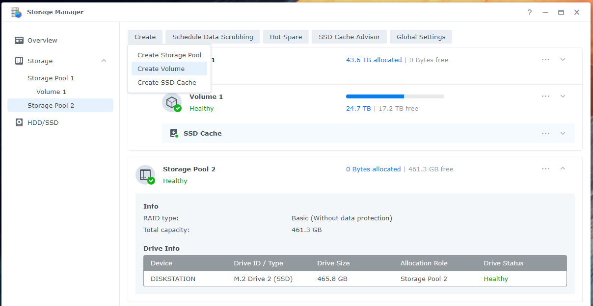 群晖 DSM7.x  DS918+ DS920+ DS1821+ DS3622+ M.2 NVME硬盘创建存储插图5